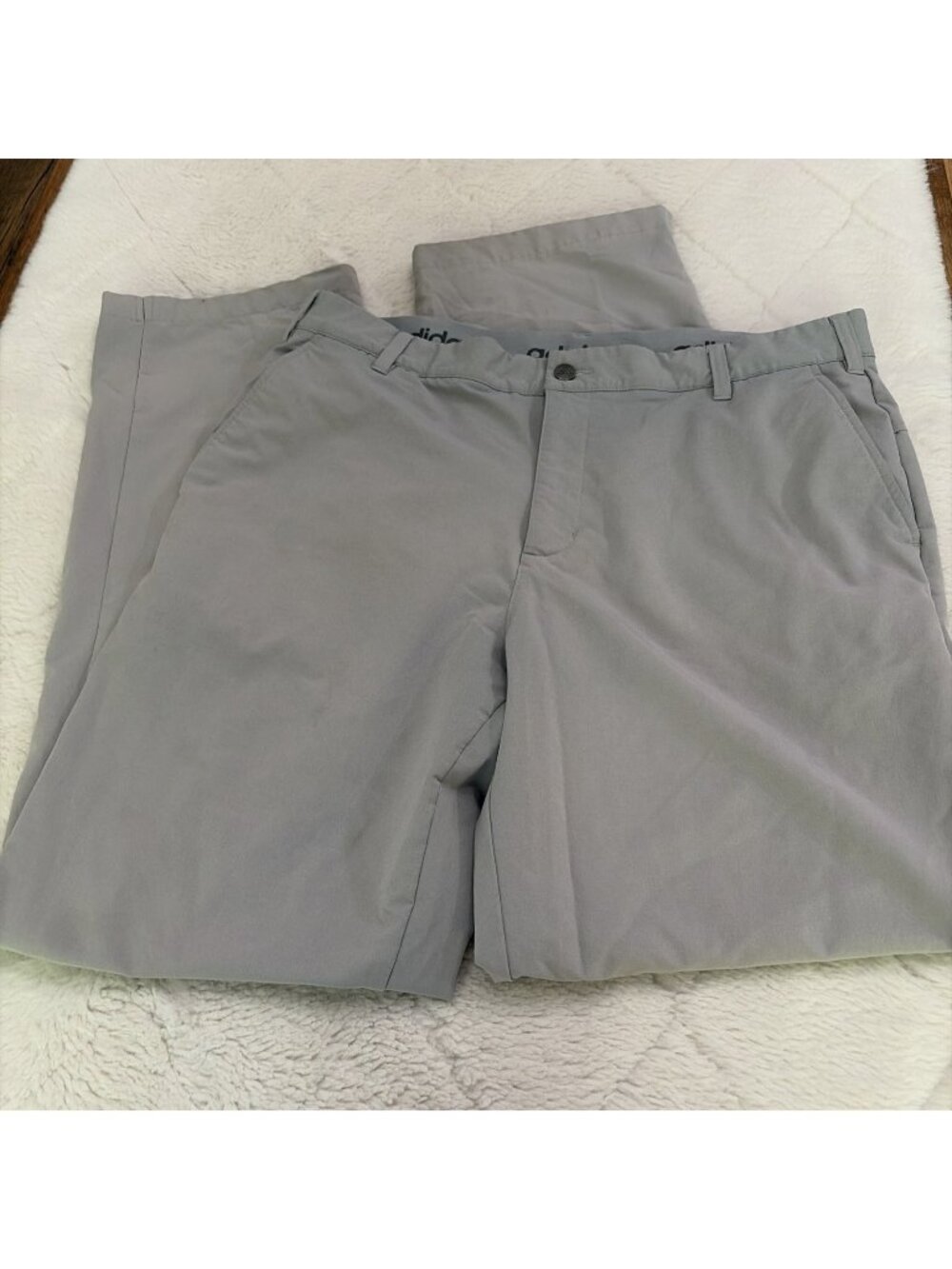 Adidas Men’s Athletic Golf Pants Gray 36 X 32 Stretch Waist Grip Read*